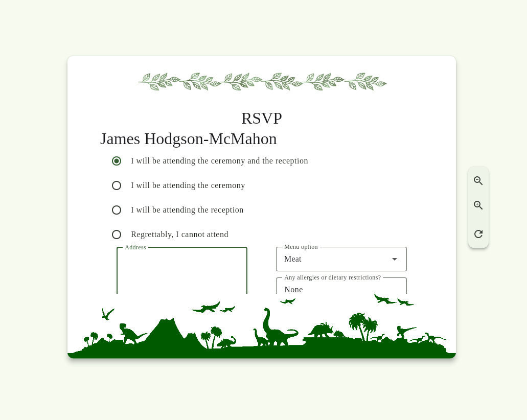 Screenshot of Wedding Website